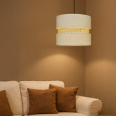 Boho Chic – White Fabric and Rattan LampShade-INL-SL-124